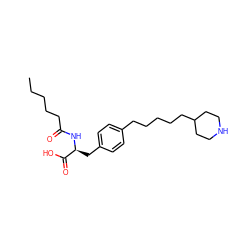 CCCCCC(=O)N[C@@H](Cc1ccc(CCCCCC2CCNCC2)cc1)C(=O)O ZINC000013738123