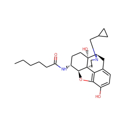 CCCCCC(=O)N[C@@H]1CC[C@@]2(O)[C@H]3Cc4ccc(O)c5c4[C@@]2(CCN3CC2CC2)[C@H]1O5 ZINC000040848970