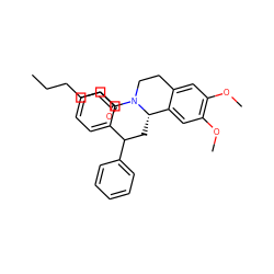 CCCCCC(=O)N1CCc2cc(OC)c(OC)cc2[C@@H]1CC(c1ccccc1)c1ccccc1 ZINC000028393650