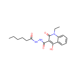 CCCCCC(=O)NNC(=O)c1c(O)c2ccccc2n(CC)c1=O ZINC000100551223