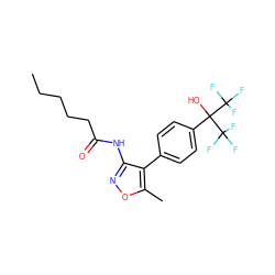 CCCCCC(=O)Nc1noc(C)c1-c1ccc(C(O)(C(F)(F)F)C(F)(F)F)cc1 ZINC000028569418