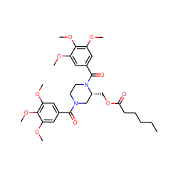 CCCCCC(=O)OC[C@@H]1CN(C(=O)c2cc(OC)c(OC)c(OC)c2)CCN1C(=O)c1cc(OC)c(OC)c(OC)c1 ZINC000025962869