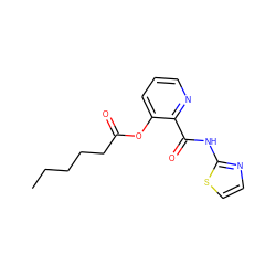 CCCCCC(=O)Oc1cccnc1C(=O)Nc1nccs1 ZINC000013521906