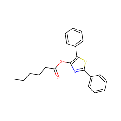 CCCCCC(=O)Oc1nc(-c2ccccc2)sc1-c1ccccc1 ZINC000013822606