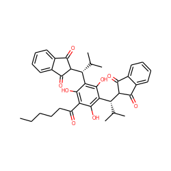 CCCCCC(=O)c1c(O)c([C@@H](C(C)C)C2C(=O)c3ccccc3C2=O)c(O)c([C@@H](C(C)C)C2C(=O)c3ccccc3C2=O)c1O ZINC000144982149