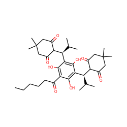 CCCCCC(=O)c1c(O)c([C@H](C(C)C)C2C(=O)CC(C)(C)CC2=O)c(O)c([C@H](C(C)C)C2C(=O)CC(C)(C)CC2=O)c1O ZINC000473127008