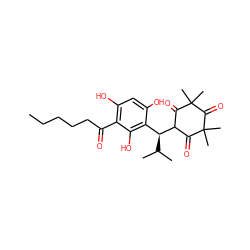 CCCCCC(=O)c1c(O)cc(O)c([C@H](C(C)C)C2C(=O)C(C)(C)C(=O)C(C)(C)C2=O)c1O ZINC000473133364