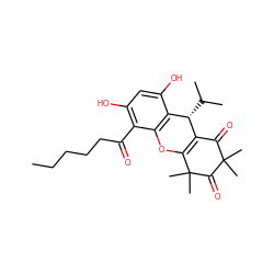 CCCCCC(=O)c1c(O)cc(O)c2c1OC1=C(C(=O)C(C)(C)C(=O)C1(C)C)[C@H]2C(C)C ZINC000473133176