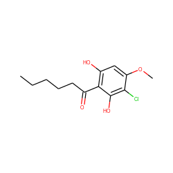 CCCCCC(=O)c1c(O)cc(OC)c(Cl)c1O ZINC000002563944