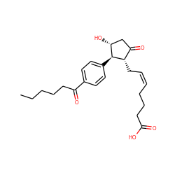 CCCCCC(=O)c1ccc([C@H]2[C@H](O)CC(=O)[C@@H]2C/C=C\CCCC(=O)O)cc1 ZINC001772611170