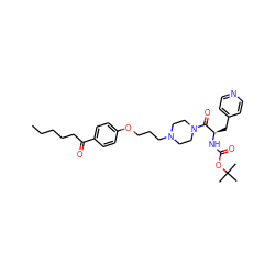 CCCCCC(=O)c1ccc(OCCCN2CCN(C(=O)[C@@H](Cc3ccncc3)NC(=O)OC(C)(C)C)CC2)cc1 ZINC000026171284