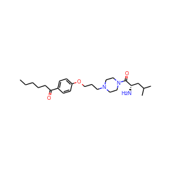 CCCCCC(=O)c1ccc(OCCCN2CCN(C(=O)[C@@H](N)CC(C)C)CC2)cc1 ZINC000013444762