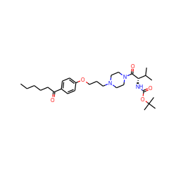 CCCCCC(=O)c1ccc(OCCCN2CCN(C(=O)[C@@H](NC(=O)OC(C)(C)C)C(C)C)CC2)cc1 ZINC000013444738