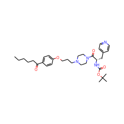 CCCCCC(=O)c1ccc(OCCCN2CCN(C(=O)[C@H](Cc3ccncc3)NC(=O)OC(C)(C)C)CC2)cc1 ZINC000026169450