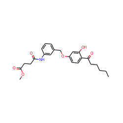 CCCCCC(=O)c1ccc(OCc2cccc(NC(=O)CCC(=O)OC)c2)cc1O ZINC000026394387