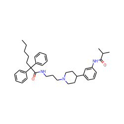 CCCCCC(C(=O)NCCCN1CCC(c2cccc(NC(=O)C(C)C)c2)CC1)(c1ccccc1)c1ccccc1 ZINC000028710120