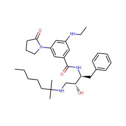 CCCCCC(C)(C)NC[C@@H](O)[C@H](Cc1ccccc1)NC(=O)c1cc(NCC)cc(N2CCCC2=O)c1 ZINC000028978407