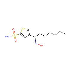 CCCCCC/C(=N\O)c1csc(S(N)(=O)=O)c1 ZINC000013736776