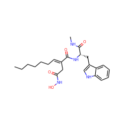 CCCCCC/C=C(\CC(=O)NO)C(=O)N[C@@H](Cc1c[nH]c2ccccc12)C(=O)NC ZINC000034801910