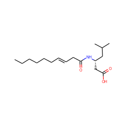 CCCCCC/C=C/CC(=O)N[C@@H](CC(=O)O)CC(C)C ZINC000014253202
