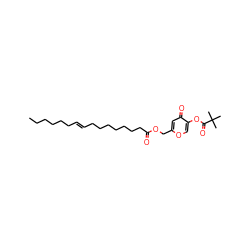 CCCCCC/C=C/CCCCCCCC(=O)OCc1cc(=O)c(OC(=O)C(C)(C)C)co1 ZINC000042765112