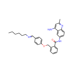 CCCCCC/N=C/c1ccc(OCc2ccccc2C(=O)Nc2ccc3nc(C)cc(N)c3c2)cc1 ZINC000071317823