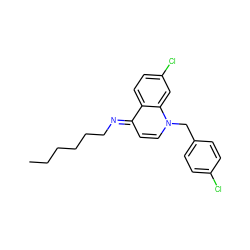 CCCCCC/N=c1\ccn(Cc2ccc(Cl)cc2)c2cc(Cl)ccc12 ZINC000013741408