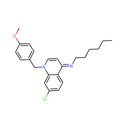 CCCCCC/N=c1\ccn(Cc2ccc(OC)cc2)c2cc(Cl)ccc12 ZINC000013741417