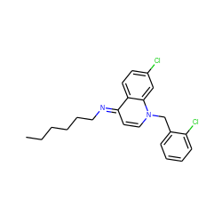 CCCCCC/N=c1\ccn(Cc2ccccc2Cl)c2cc(Cl)ccc12 ZINC000013741401