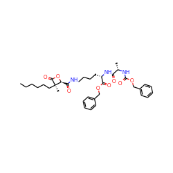 CCCCCC[C@@]1(C)C(=O)O[C@H]1C(=O)NCCCC[C@H](NC(=O)[C@H](C)NC(=O)OCc1ccccc1)C(=O)OCc1ccccc1 ZINC001772626878