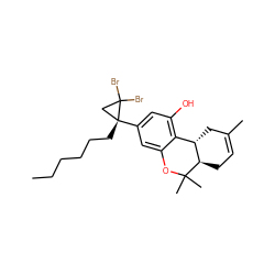 CCCCCC[C@@]1(c2cc(O)c3c(c2)OC(C)(C)[C@@H]2CC=C(C)C[C@@H]32)CC1(Br)Br ZINC000013819882