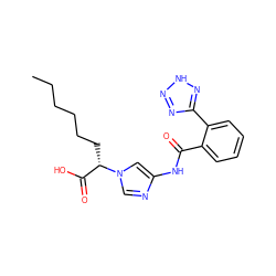 CCCCCC[C@@H](C(=O)O)n1cnc(NC(=O)c2ccccc2-c2nn[nH]n2)c1 ZINC000002013722