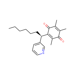CCCCCC[C@@H](C1=C(C)C(=O)C(C)=C(C)C1=O)c1cccnc1 ZINC000038153631