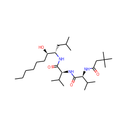 CCCCCC[C@@H](O)[C@H](CC(C)C)NC(=O)[C@@H](NC(=O)[C@@H](NC(=O)CC(C)(C)C)C(C)C)C(C)C ZINC000013798125