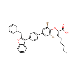 CCCCCC[C@@H](Oc1c(Br)cc(-c2ccc(-c3c(Cc4ccccc4)oc4ccccc34)cc2)cc1Br)C(=O)O ZINC000028757964