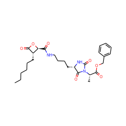 CCCCCC[C@@H]1C(=O)O[C@H]1C(=O)NCCCC[C@@H]1NC(=O)N([C@@H](C)C(=O)OCc2ccccc2)C1=O ZINC001772646034