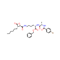 CCCCCC[C@@H]1C(=O)O[C@H]1C(=O)NCCCC[C@H](NC(=O)[C@H](C)NC(=O)c1ccc(Br)cc1)C(=O)OCc1ccccc1 ZINC001772570802