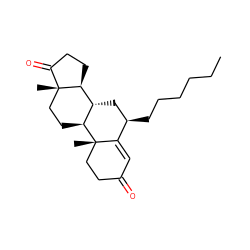 CCCCCC[C@@H]1C[C@H]2[C@@H]3CCC(=O)[C@@]3(C)CC[C@@H]2[C@@]2(C)CCC(=O)C=C12 ZINC000038825516