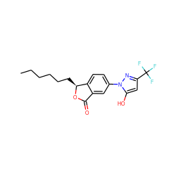 CCCCCC[C@@H]1OC(=O)c2cc(-n3nc(C(F)(F)F)cc3O)ccc21 ZINC001772631622