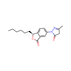 CCCCCC[C@@H]1OC(=O)c2cc(N3N=C(C)CC3=O)ccc21 ZINC001772618635