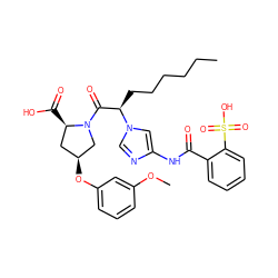 CCCCCC[C@H](C(=O)N1C[C@@H](Oc2cccc(OC)c2)C[C@H]1C(=O)O)n1cnc(NC(=O)c2ccccc2S(=O)(=O)O)c1 ZINC000027521841