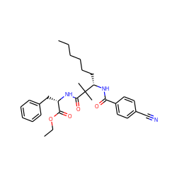 CCCCCC[C@H](NC(=O)c1ccc(C#N)cc1)C(C)(C)C(=O)N[C@@H](Cc1ccccc1)C(=O)OCC ZINC000003916159