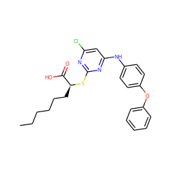 CCCCCC[C@H](Sc1nc(Cl)cc(Nc2ccc(Oc3ccccc3)cc2)n1)C(=O)O ZINC000299832219