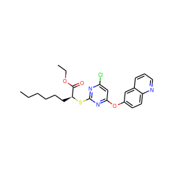 CCCCCC[C@H](Sc1nc(Cl)cc(Oc2ccc3ncccc3c2)n1)C(=O)OCC ZINC000040392704