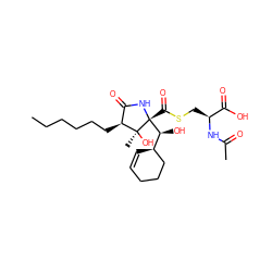 CCCCCC[C@H]1C(=O)N[C@](C(=O)SC[C@H](NC(C)=O)C(=O)O)([C@@H](O)[C@@H]2C=CCCC2)[C@@]1(C)O ZINC000035259369
