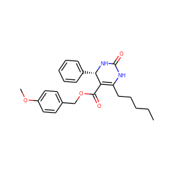 CCCCCC1=C(C(=O)OCc2ccc(OC)cc2)[C@H](c2ccccc2)NC(=O)N1 ZINC000205384168