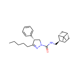 CCCCCC1=NN(C(=O)NC[C@@H]2CC[C@H]3C[C@@H]2C3(C)C)C[C@H]1c1ccccc1 ZINC000058591130