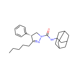 CCCCCC1=NN(C(=O)NC23CC4CC(CC(C4)C2)C3)C[C@H]1c1ccccc1 ZINC000058575947