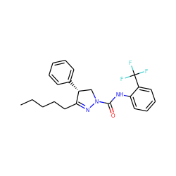 CCCCCC1=NN(C(=O)Nc2ccccc2C(F)(F)F)C[C@H]1c1ccccc1 ZINC000058583403