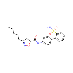 CCCCCC1=NO[C@@H](C(=O)Nc2ccc(-c3ccccc3S(N)(=O)=O)cc2)C1 ZINC000012354994